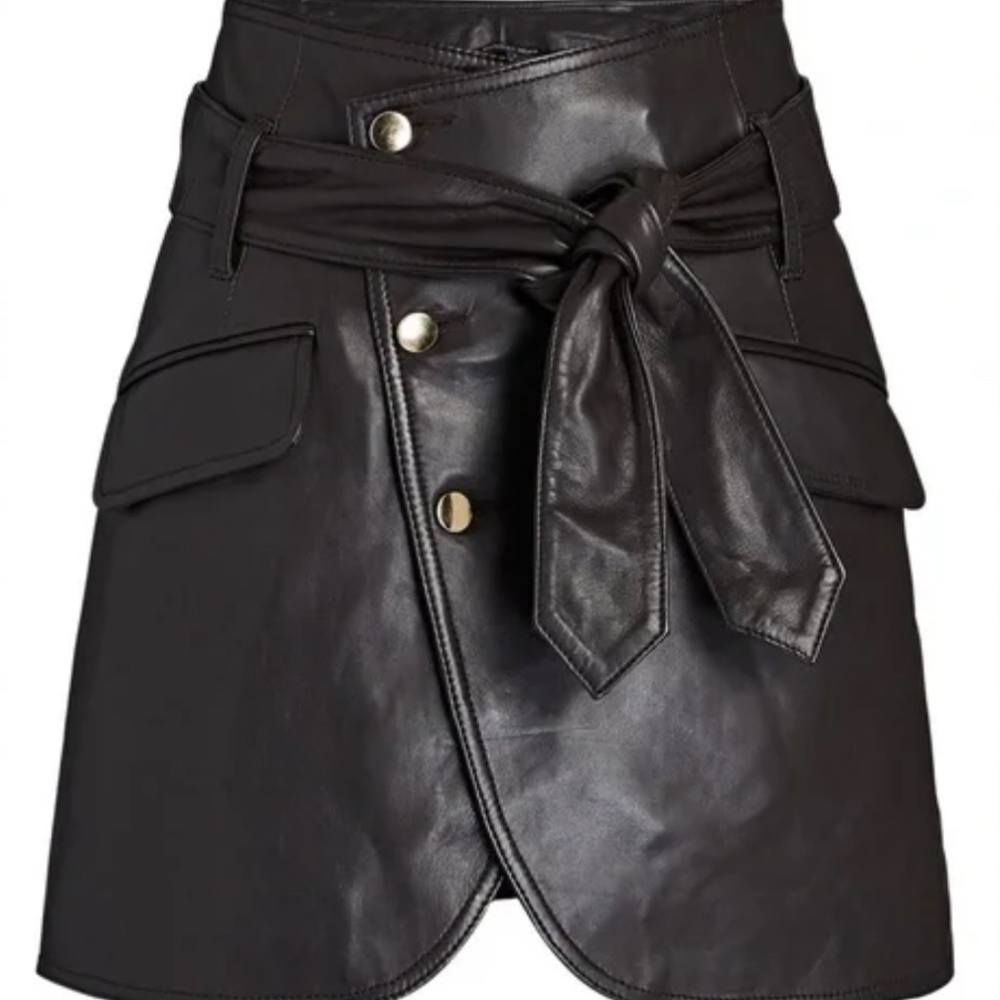 Marissa Webb Belted Leather Skirt